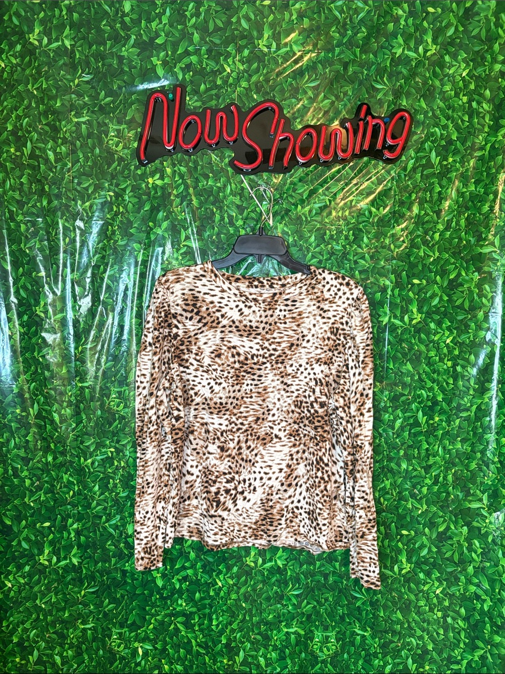 Loft Leopard Print Long Sleeve Women's Top - Brown/Cream